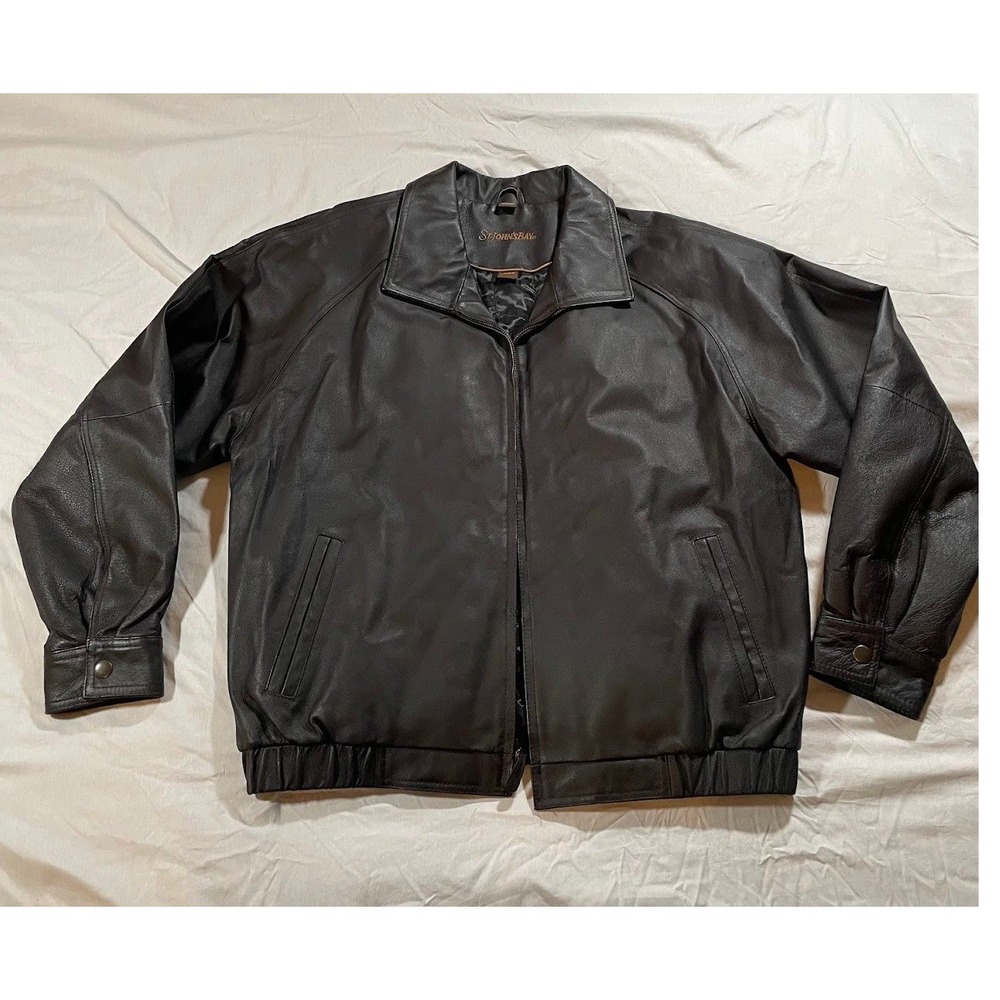 St. John's Bay Black Leather Jacket, Large